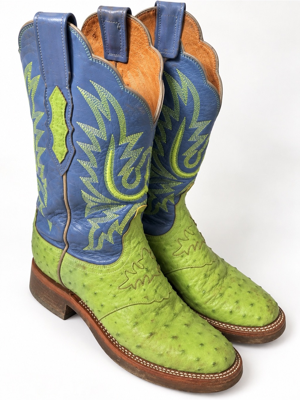 💎 RARE $895USD LUCCHESE OSTRICH LEATHER VINTAGE COWBOY BOOTS SAN ANTONIO